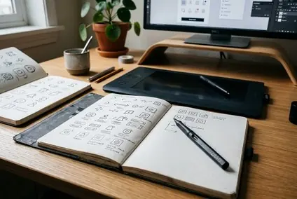 Interface components arranged on canvas