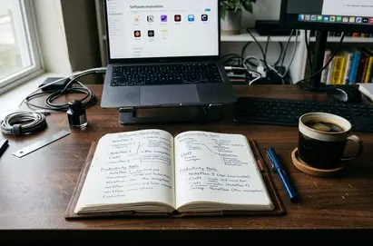 Productivity apps open on Mac desktop